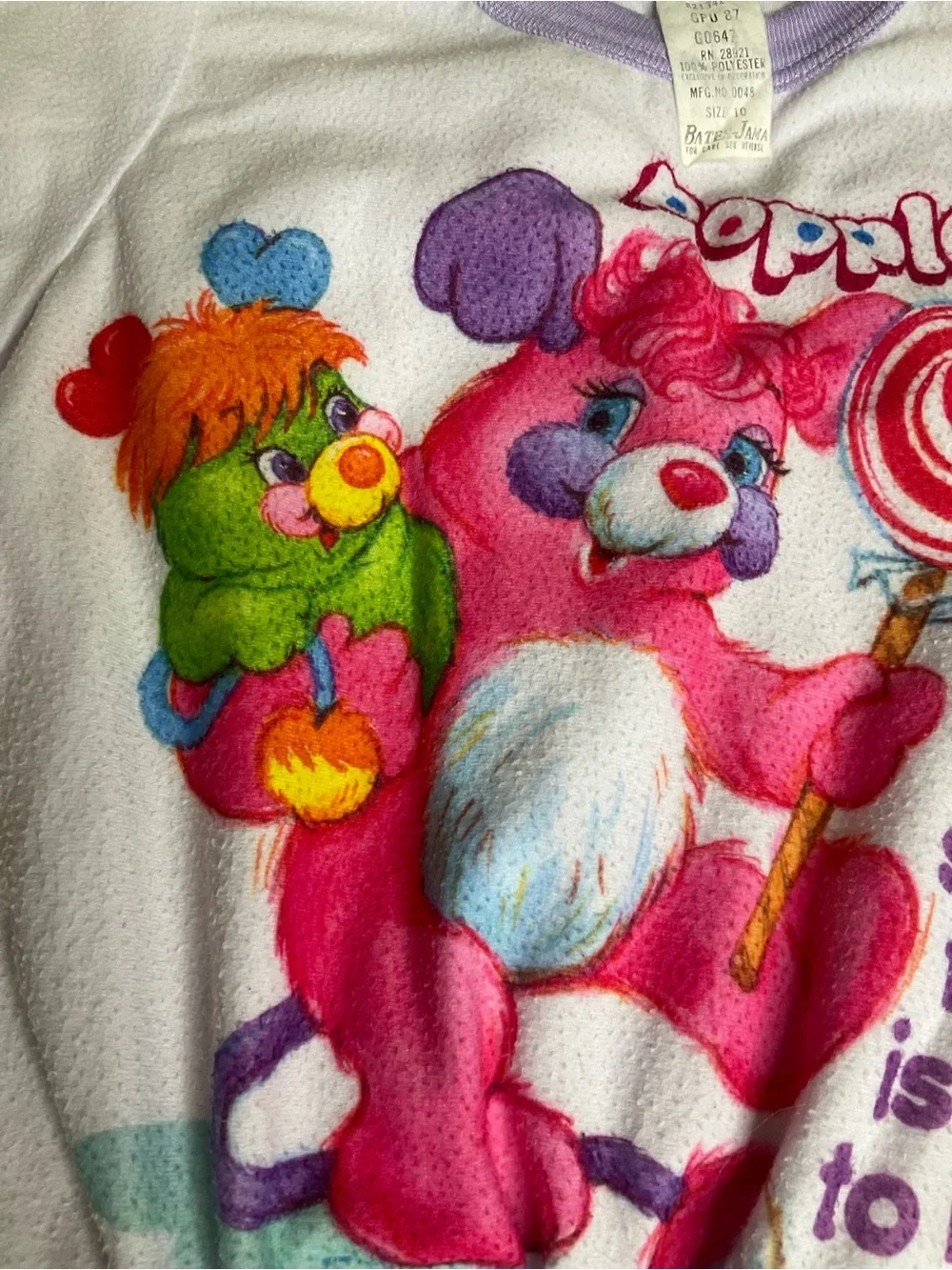 Vintage 80s Popples Pajama Top Long Sleeve Lollipop Candy Girls Size 10